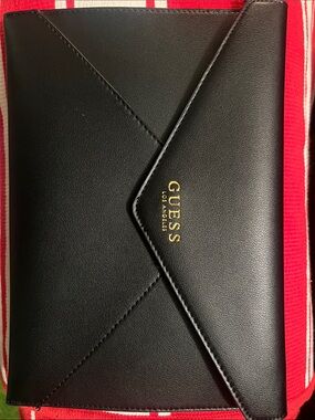 Guess Black Envelope Wallet with Gold Logo Accent